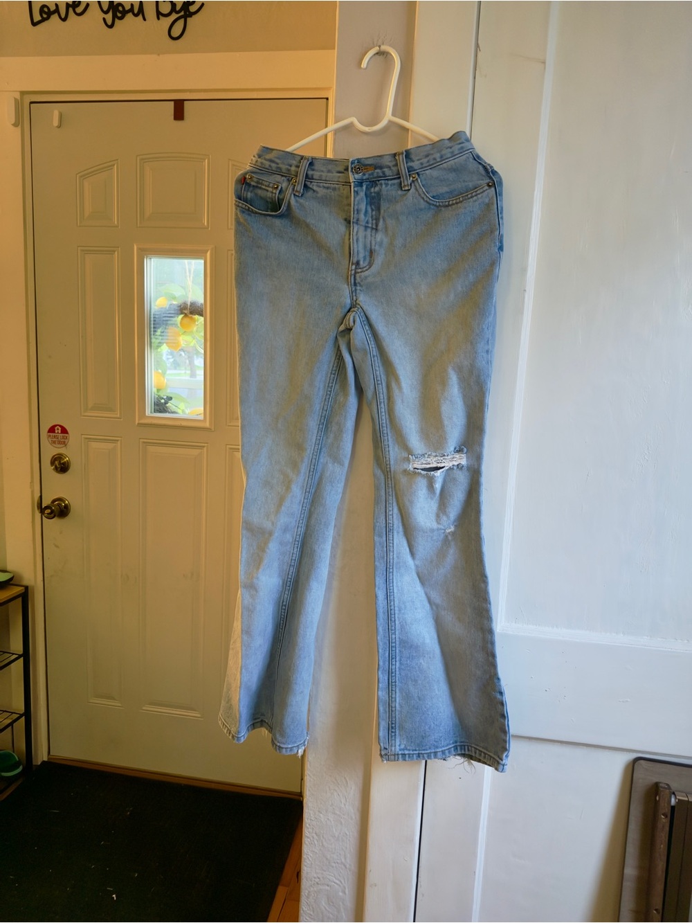 Zana Di Light Blue High-Rise Wide Leg Jeans with Knee Rip - Picture 10 of 10